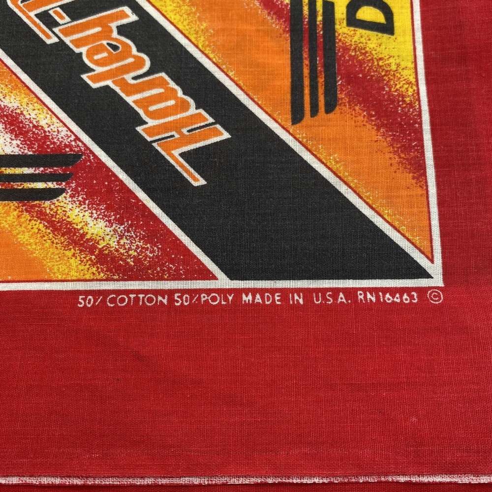Vintage Harley Davidson Eagle Black Red Orange Bandana USA Righteous Ruler - Picture 4 of 6